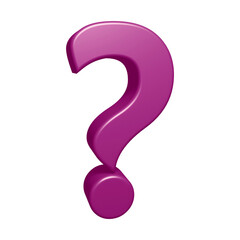 Purple question mark or icon design in 3d rendering

