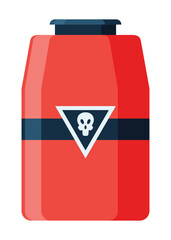 Toxic chemical barrel. Steel tank with dangerous waste. Container with skull icon in flat style. Dangerous substance. Storage of components