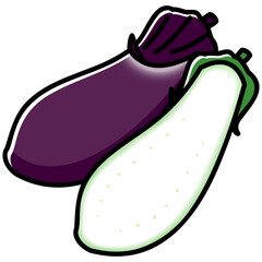 太い線で描かれたカットイラスト / ナスの断面