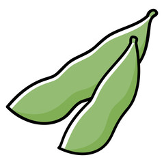 太い線で描かれたカットイラスト / 並んだえだ豆