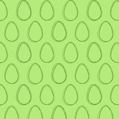 Easter seamless patern. Easter eggs with lines isolated on green background.Holiday decoration for easter holiday. Vector illustration