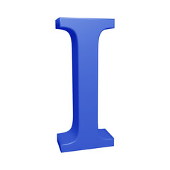 Blue alphabet letter i in 3d render
