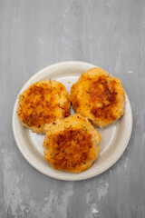 Fried cutlets from minced meat. Pan-fried meatballs.