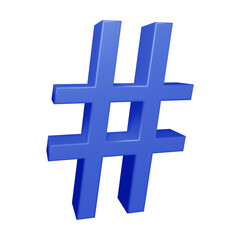 Fototapeta premium Blue hashtag symbol or icon design in 3d rendering 