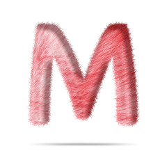 Fototapeta premium Alphabet letter m design with pink fur texture
