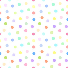 Circles pattern. Seamless hand drawn pattern with colorful dots. Abstract childish texture for fabric, textile, apparel. Vector illustration