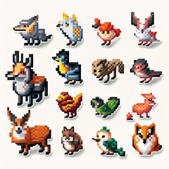 pixelated animal characters