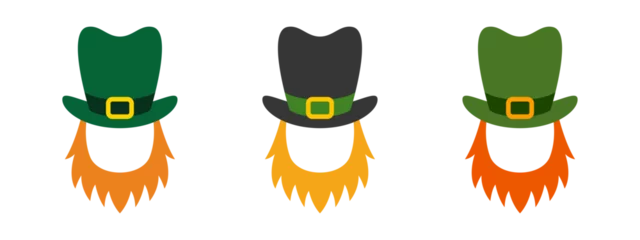 Fotobehang Leprechaun Hat with Beard in flat style isolated © Pure Imagination