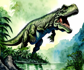 Tyrannosaurus Dinosaur, Generative AI Illustration