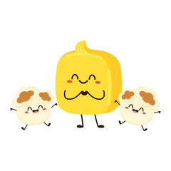 Corn and butter vector. Corn and Butter character design. Corn on white background.