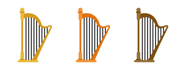 Harp in flat style isolated