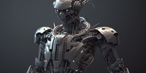 Roboter im Kampfstil, ai generativ