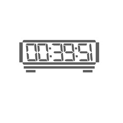 LED digital clock number isolated. Electronic figures for counter or calculator mockup interface design.