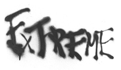 Black spray stain word extreme, painted graffiti isolated on white, clipping