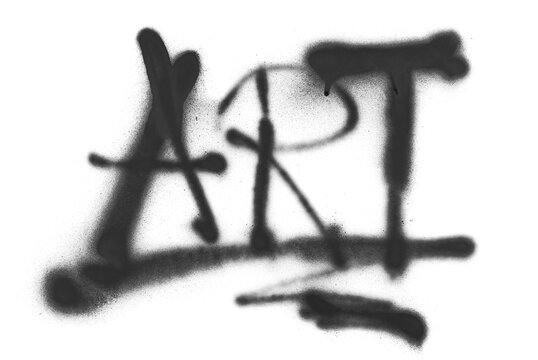 Black spray stain word art, painted graffiti isolated on white, clipping
