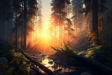 Forest Sunset Desktop Background