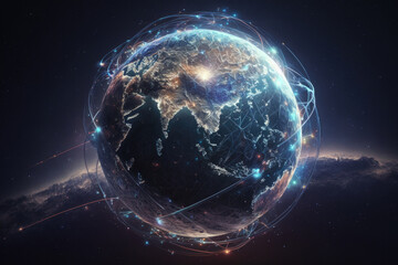 Global communication network concept. Illustration AI Generative