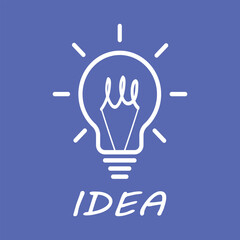 Fototapeta premium Vector light bulb. Idea! Against a blue background.