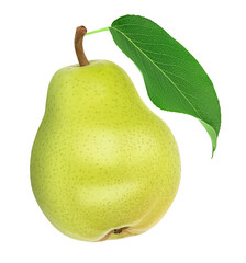 Green pear fruit isolated on white background with clipping path and full depth of field