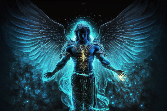 Divine Intervention: Archangel Michael Banishing the Darkness. Generative AI