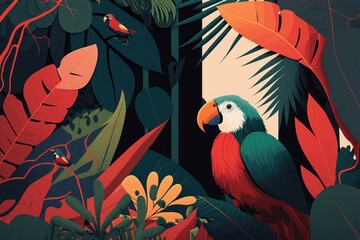 Obraz premium Animal in jungle painted | AI generated | Wallpaper