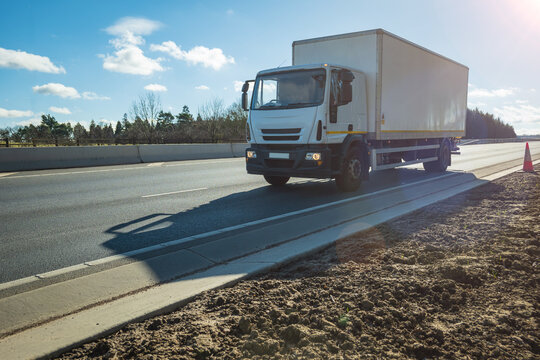HGV vehicle truck traveling on motorway in England UK