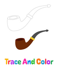 Smoking Pipe tracing worksheet for kids