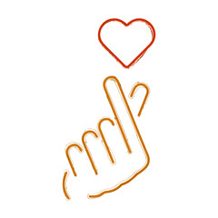 hand heart brush isolated on white background, vector illustration.