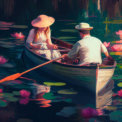 image of people in a boat, generative ai