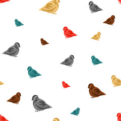 Sparrow pattern seamless. Small bird background. Baby fabric texture