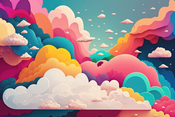 Fototapeta na wymiar Beautiful vibrant colors summer clouds illustration background