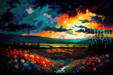 Beautiful sunset landscape | AI generated | Wallpaper