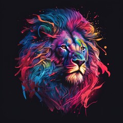 lion head with background color illustration