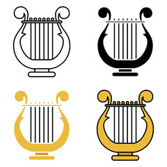 Harp in flat style isolated