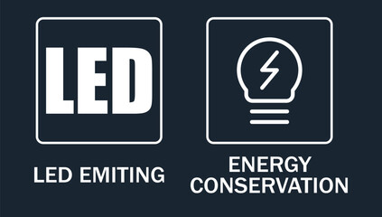 White LED icons are isolated on a blue background