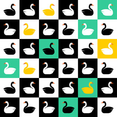 Swan pattern seamless. Baby fabric texture. Vector background