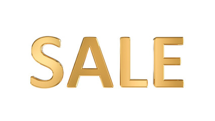 Sale bold golden letters isolated on white, golden sale text on white background - 3d illustration, 3d rendering
