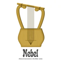 Foto auf Leinwand Musical Instruments in the Bible Series. NEBEL was a stringed instrument used by the Israelites. Most scholars believe the nevel was a frame harp. © biblebox