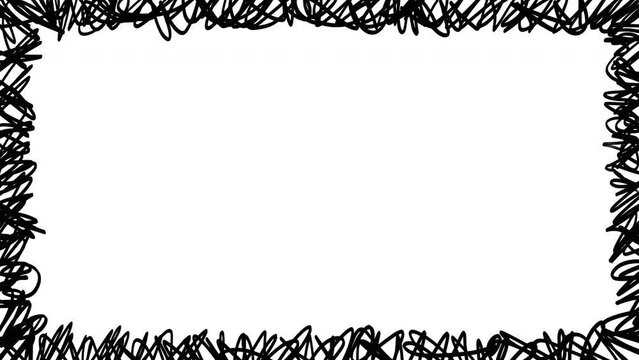 Scribble doodle border, loopable hand drawn stop motion animation on a white background