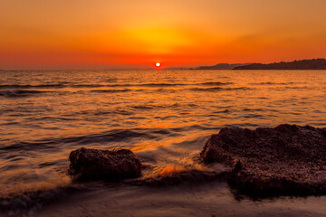 A sunset over the ocean