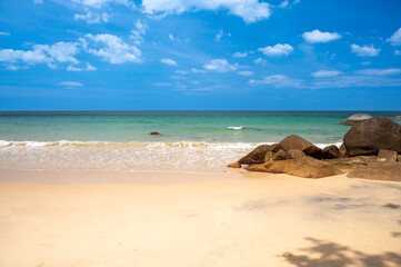 Fototapeta na wymiar Small Sandy Beach Khuekkhak, Takua Pa District, Thailand, Andaman sea. 