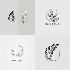 set of organic icons logo, simple minimal flat illustration, generative ai
