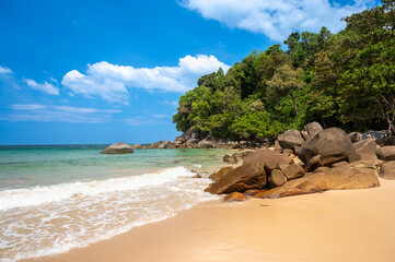 Small Sandy Beach Khuekkhak, Takua Pa District, Thailand, Andaman sea. 