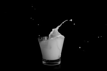 Splashes of milk on a black background