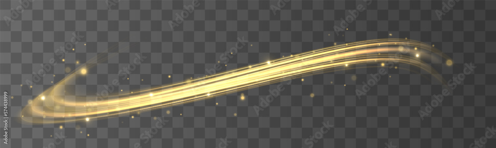 Poster rotating shining rings. shine magic gold swirl with flare sparkles . golden glowing shiny spiral lin