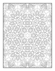 Mandala coloring page KDP interior. Coloring page mandala background. Adult coloring page with flowers pattern. Black and white doodle wreath. Floral mandala. Mandala. Mandala Coloring Page for Adults