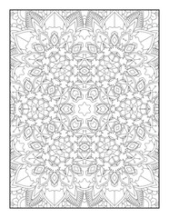 Mandala coloring page KDP interior. Coloring page mandala background. Adult coloring page with flowers pattern. Black and white doodle wreath. Floral mandala. Mandala. Mandala Coloring Page for Adults