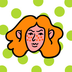 portrait of a girl in flat style. vector drawing of a woman.isolated head of a woman. collection of female portraits for avatars and stickers.