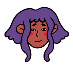 portrait of a girl in flat style. vector drawing of a woman.isolated head of a woman. collection of female portraits for avatars and stickers.