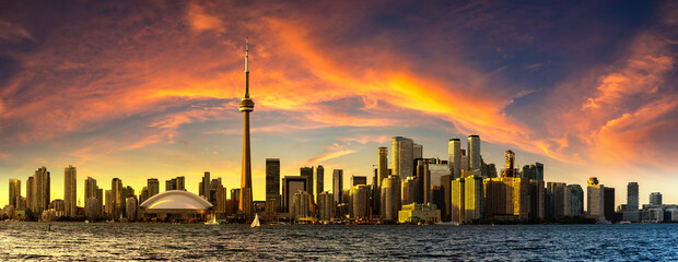 Naklejka na ściany i meble Toronto skyline at sunset, Canada